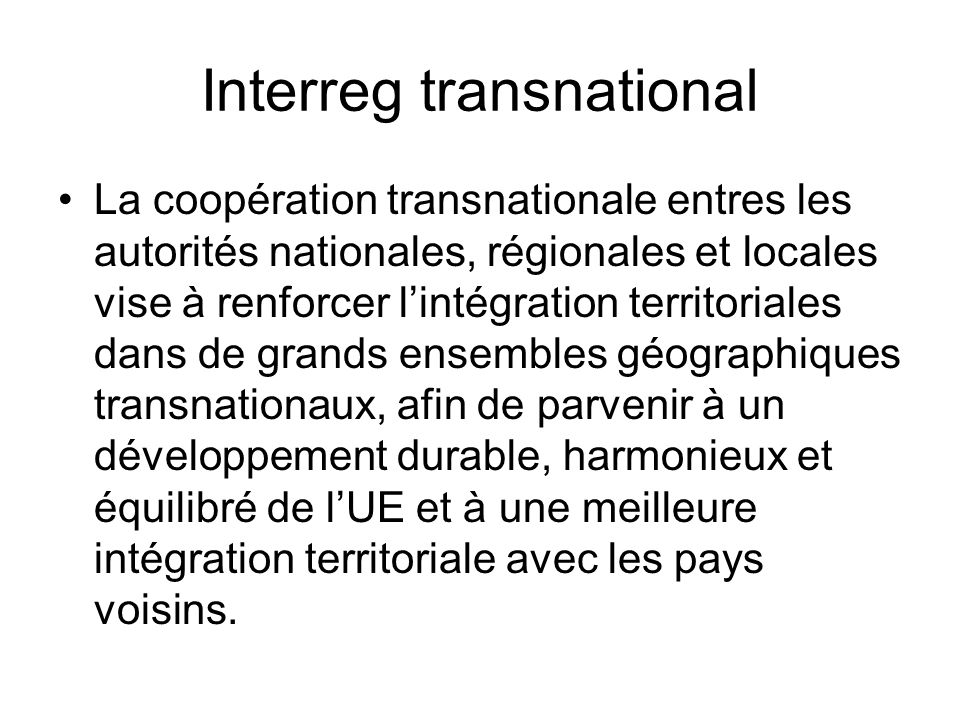 Interreg transnational