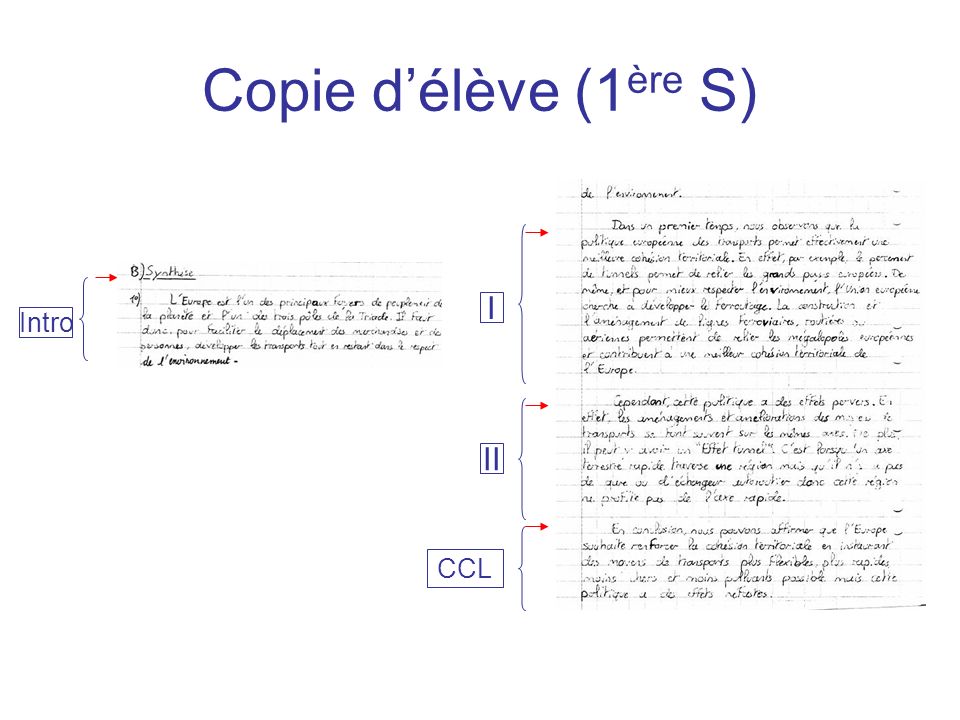 Copie d’élève (1ère S) I Intro II CCL