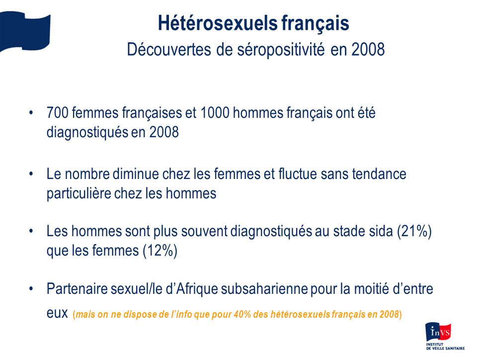 Hétérosexuels français Découvertes de séropositivité en 2008