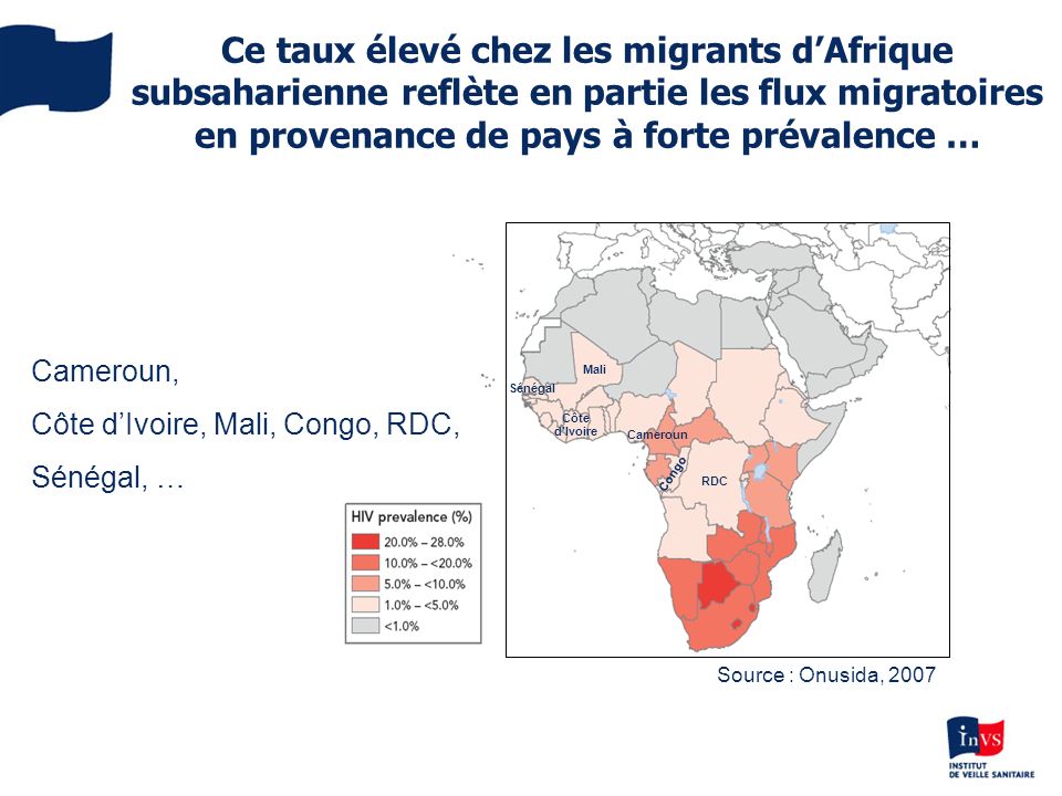 Ce taux élevé chez les migrants d’Afrique subsaharienne reflète en partie les flux migratoires en provenance de pays à forte prévalence …