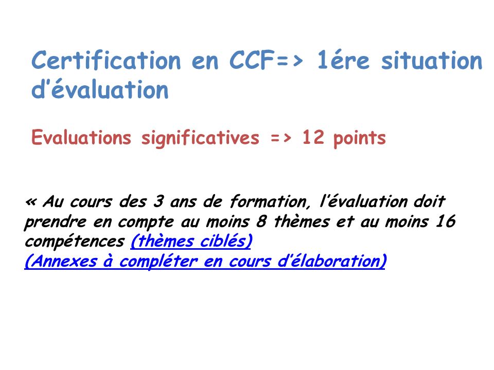 Certification en CCF=> 1ére situation d’évaluation