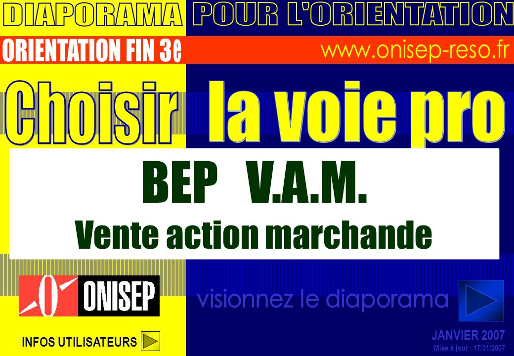 BEP V.A.M. Vente action marchande DIAPORAMA POUR L ORIENTATION