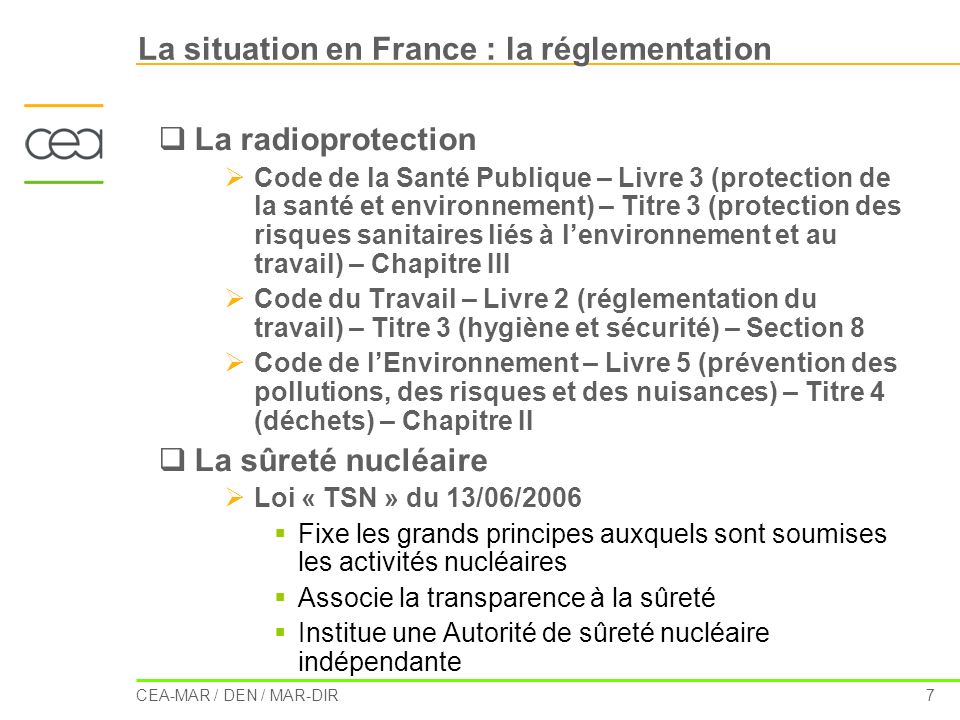 La situation en France : la réglementation