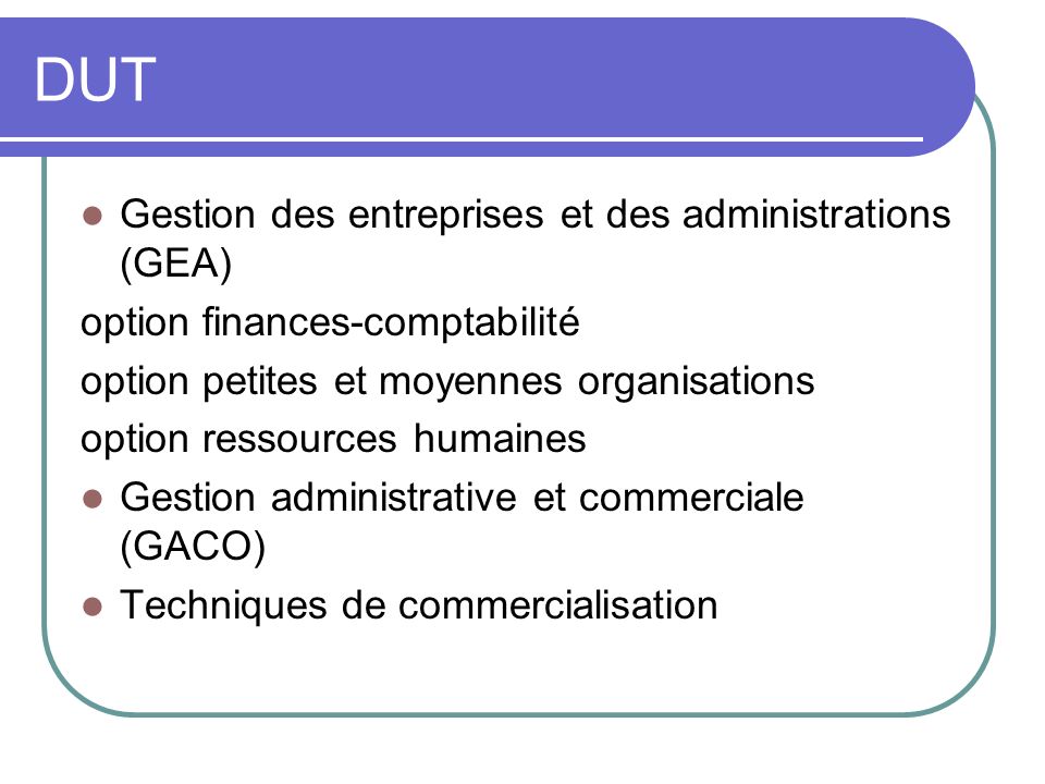 DUT Gestion des entreprises et des administrations (GEA)