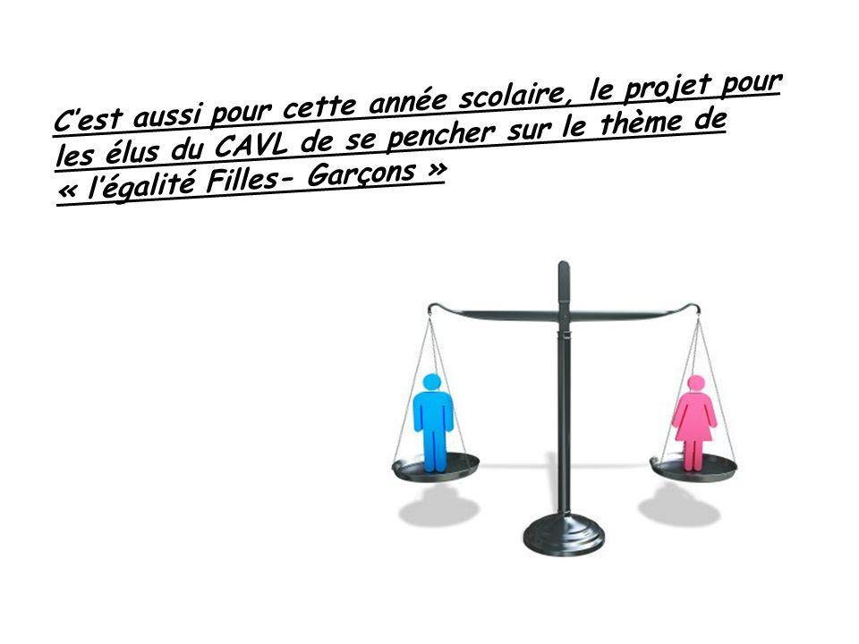 C’est aussi pour cette année scolaire, le projet pour les élus du CAVL de se pencher sur le thème de « l’égalité Filles- Garçons »
