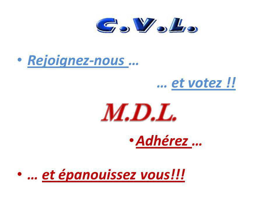 M.D.L. Rejoignez-nous … … et votez !! Adhérez …