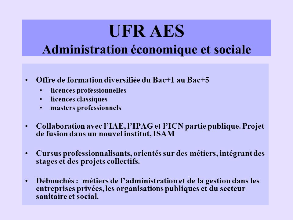 UFR AES Administration économique et sociale