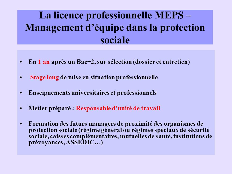 La licence professionnelle MEPS – Management d’équipe dans la protection sociale