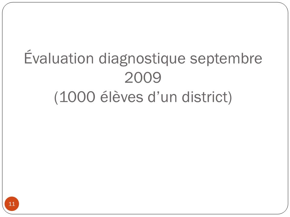 Évaluation diagnostique septembre 2009 (1000 élèves d’un district)