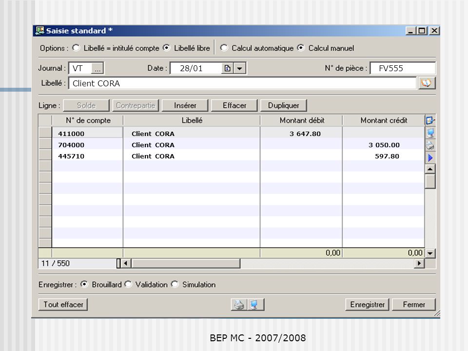 BEP MC /2008 VT 28/01 FV555 Client CORA