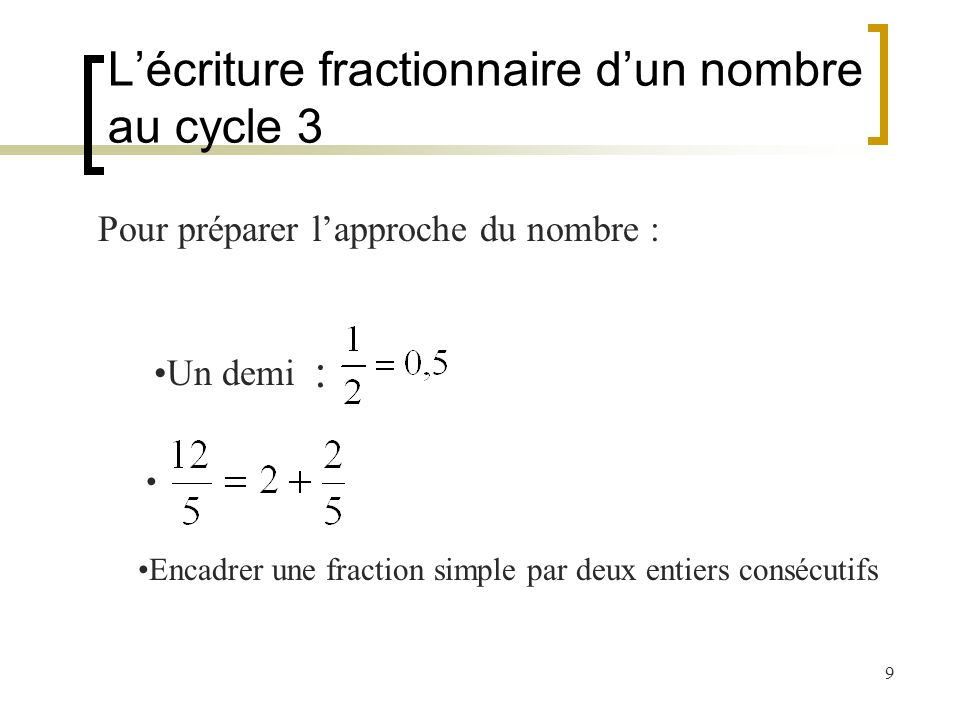 L’écriture fractionnaire d’un nombre au cycle 3