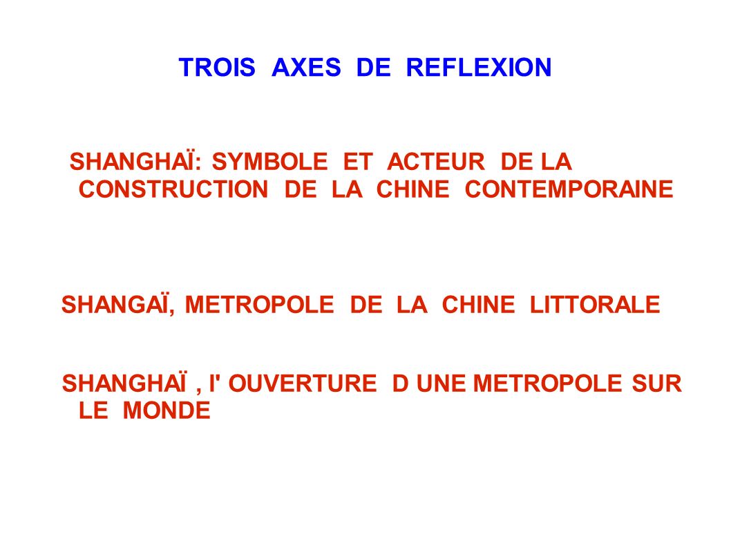 TROIS AXES DE REFLEXION