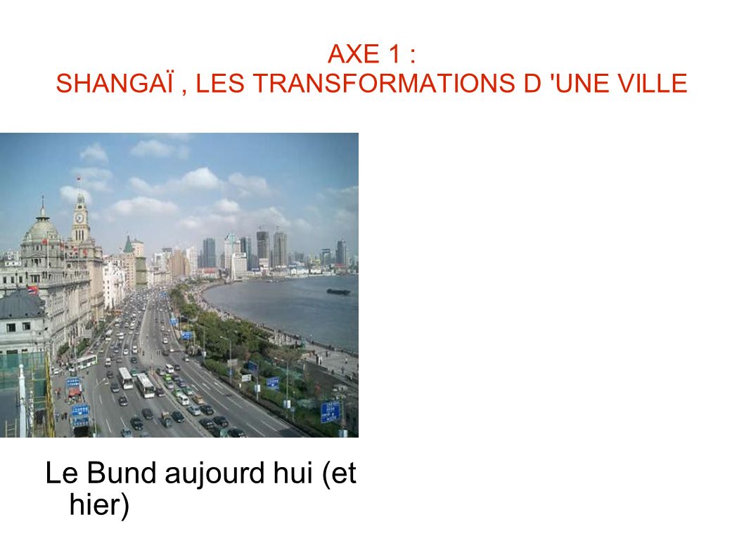 AXE 1 : SHANGAÏ , LES TRANSFORMATIONS D UNE VILLE