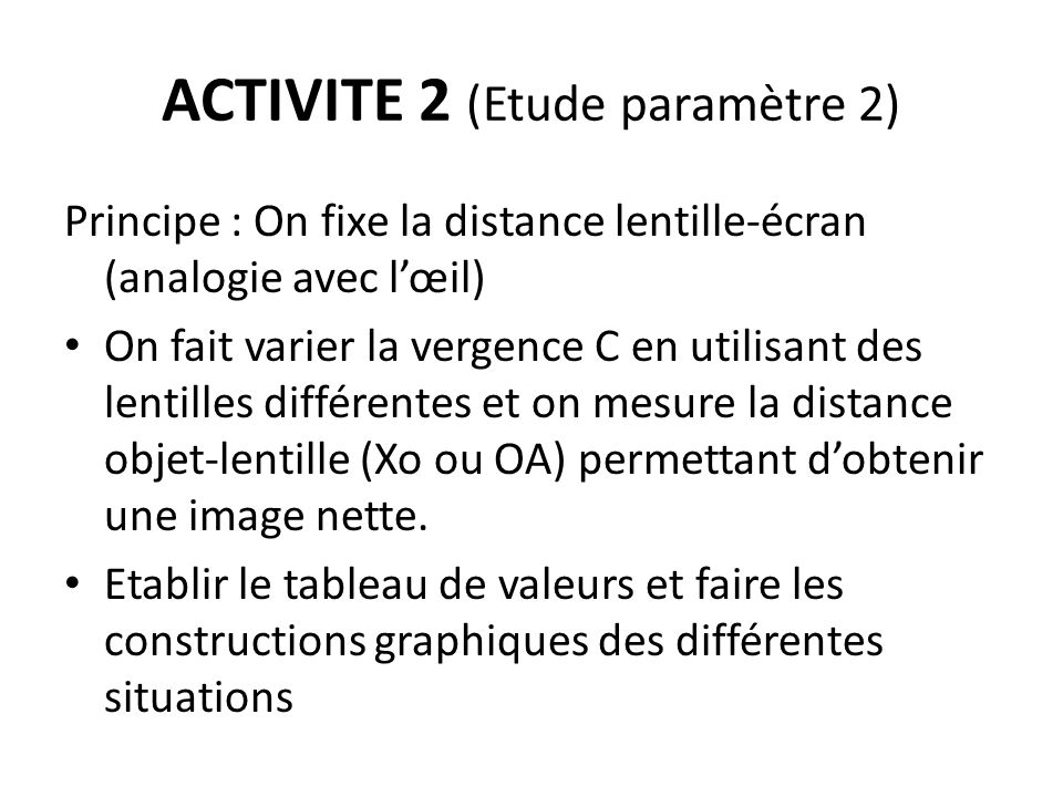 ACTIVITE 2 (Etude paramètre 2)