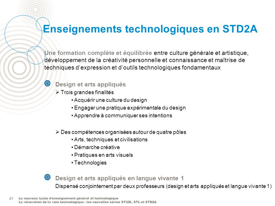 Enseignements technologiques en STD2A
