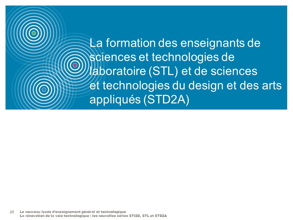 La formation des enseignants de sciences et technologies de laboratoire (STL) et de sciences et technologies du design et des arts appliqués (STD2A)