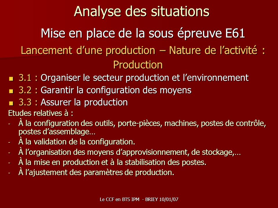Analyse des situations
