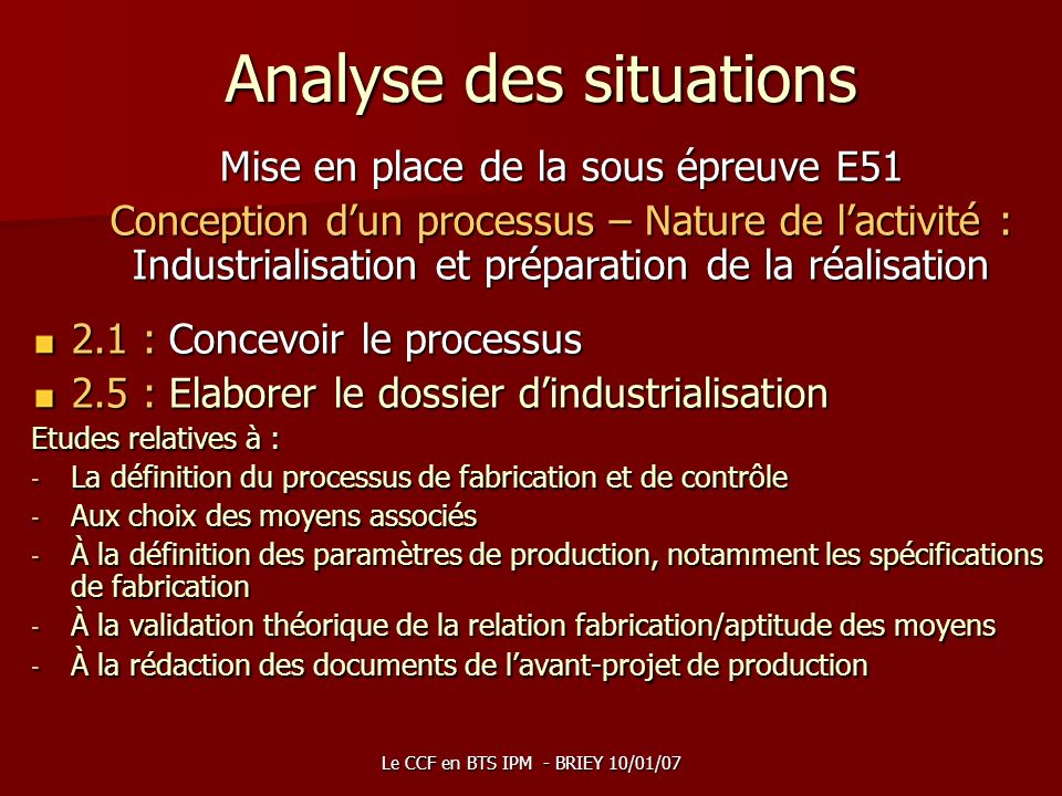 Analyse des situations