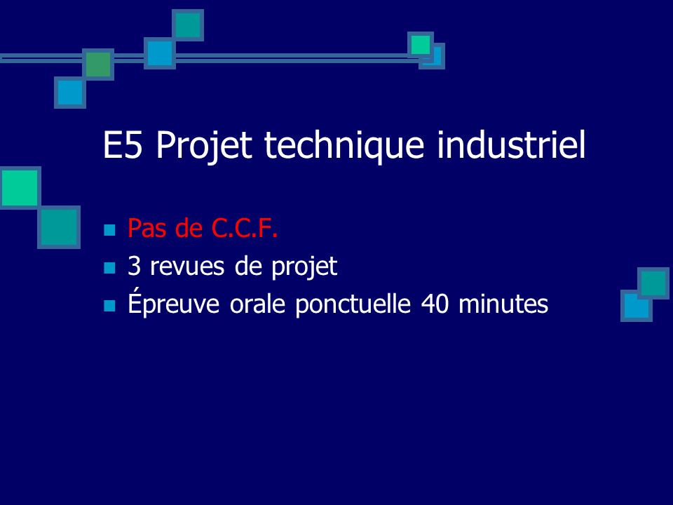 E5 Projet technique industriel