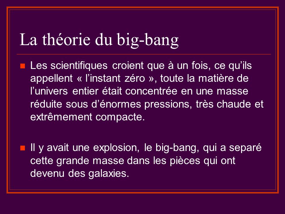 La théorie du big-bang