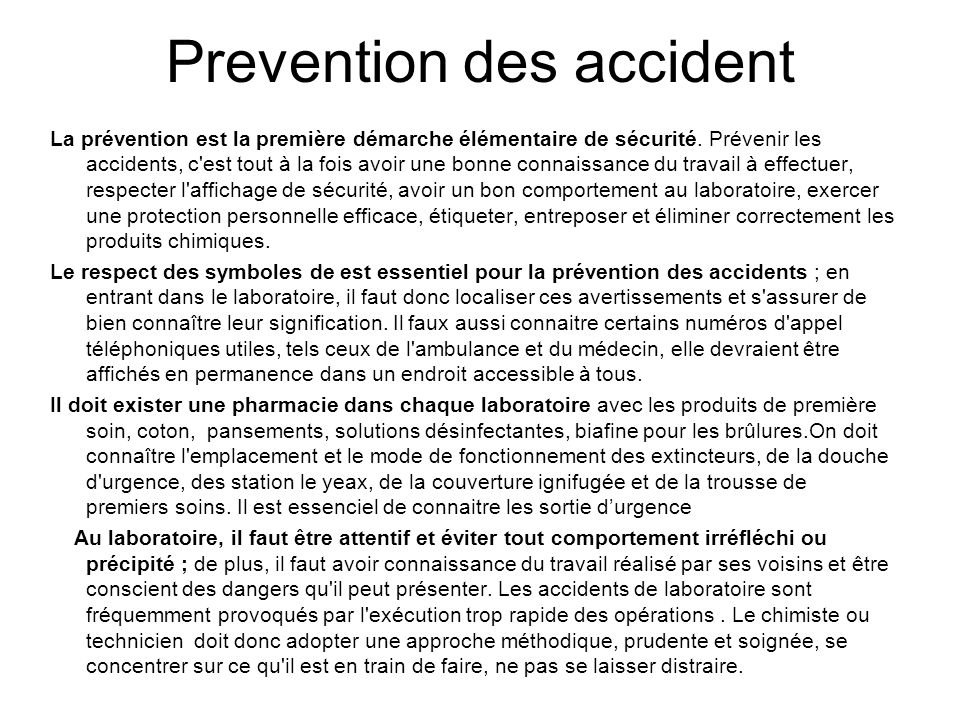 Prevention des accident