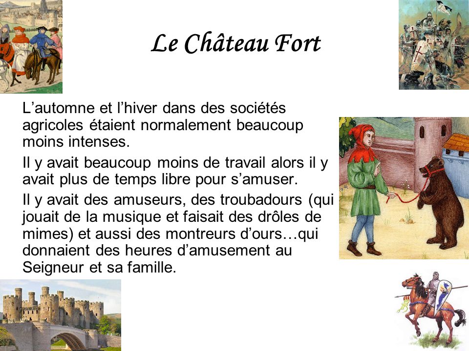 Le Château Fort L’automne et l’hiver dans des sociétés agricoles étaient normalement beaucoup moins intenses.