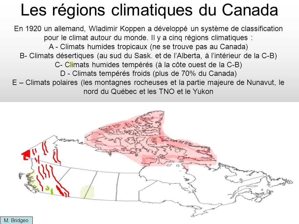 Les régions climatiques du Canada