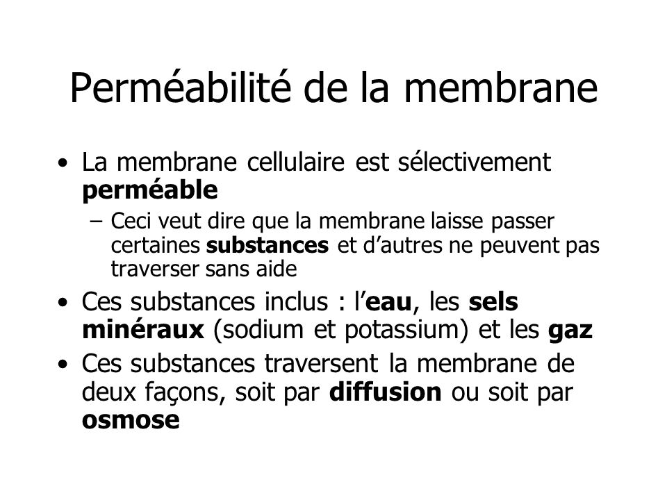 Perméabilité de la membrane