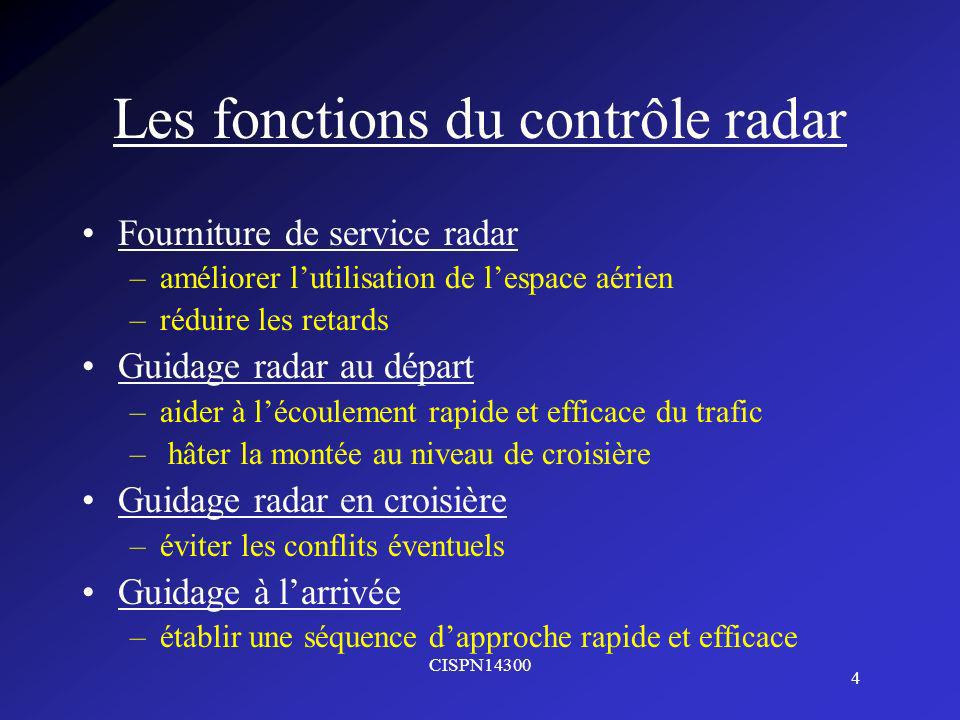 Les fonctions du contrôle radar