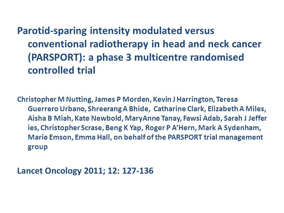 Parotid-sparing intensity modulated versus conventional radiotherapy in head and neck cancer (PARSPORT): a phase 3 multicentre randomised controlled trial