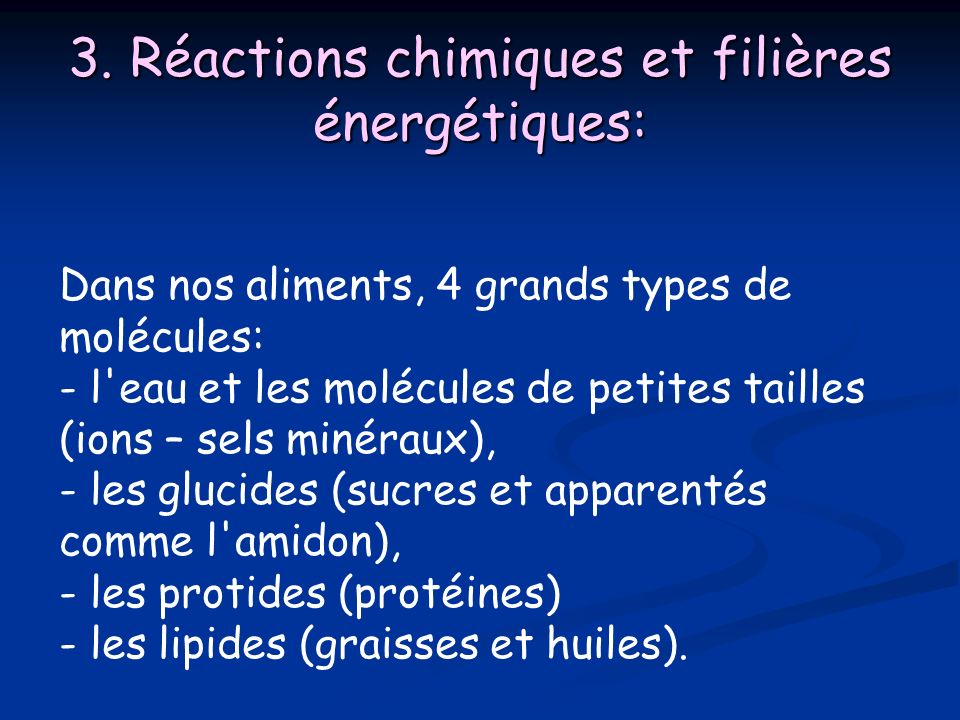 3. Réactions chimiques et filières énergétiques: