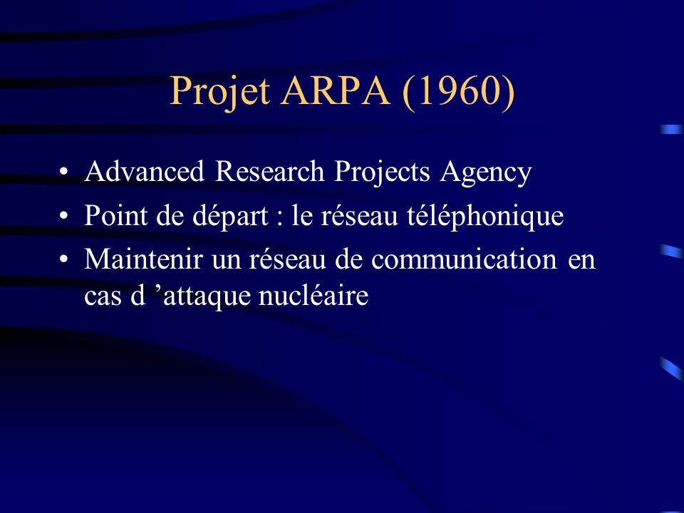 Projet ARPA (1960) Advanced Research Projects Agency