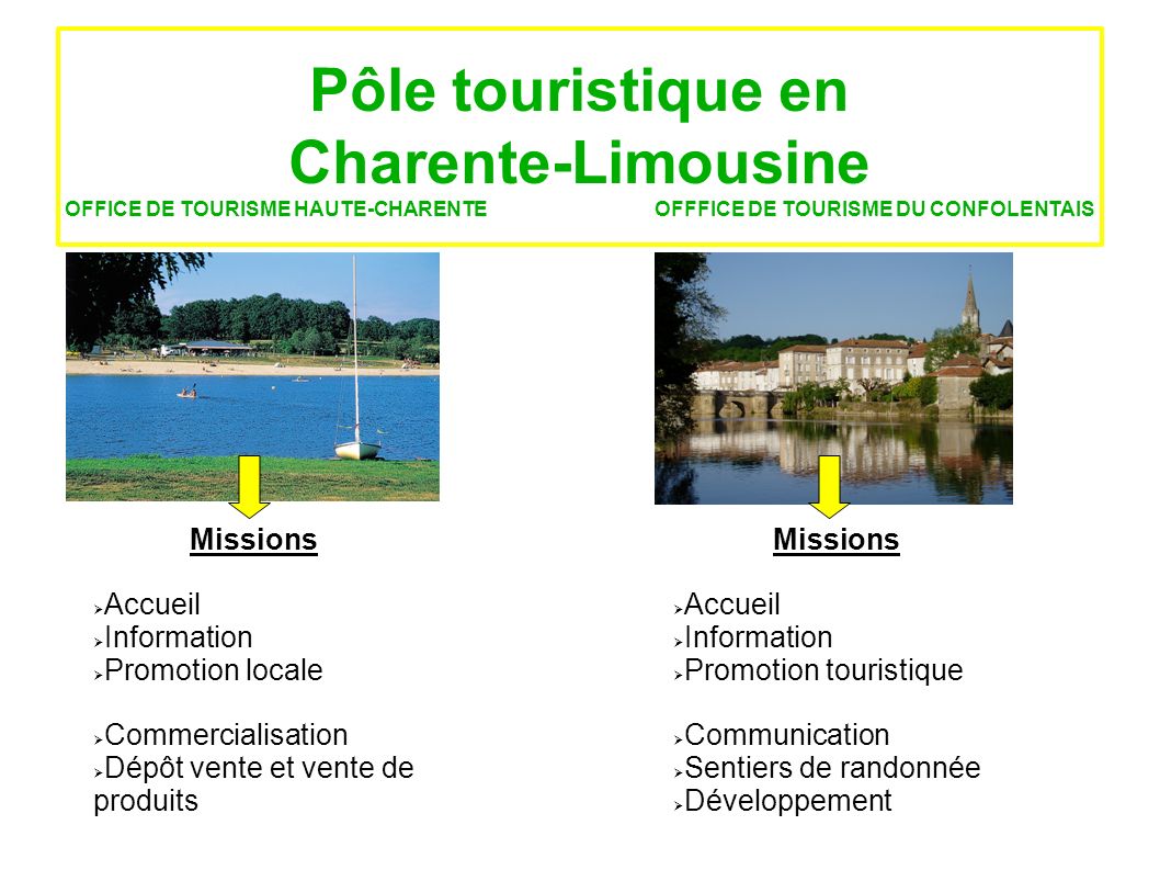 Pôle touristique en Charente-Limousine OFFICE DE TOURISME HAUTE-CHARENTE OFFFICE DE TOURISME DU CONFOLENTAIS