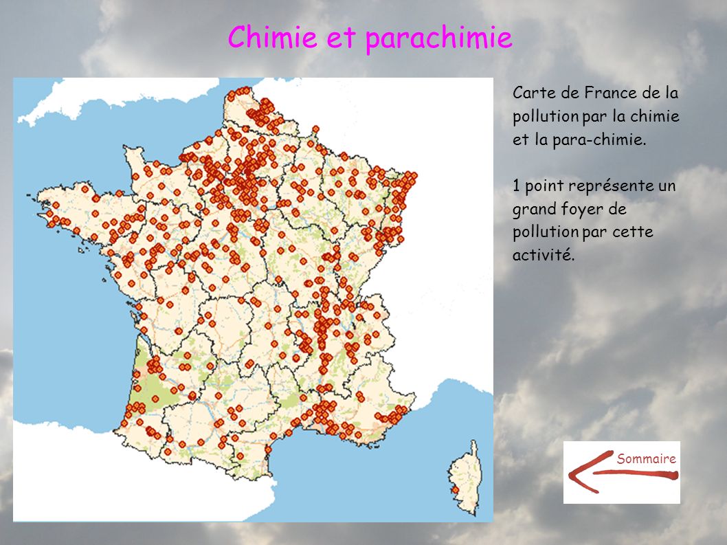 Chimie et parachimie Carte de France de la pollution par la chimie et la para-chimie.