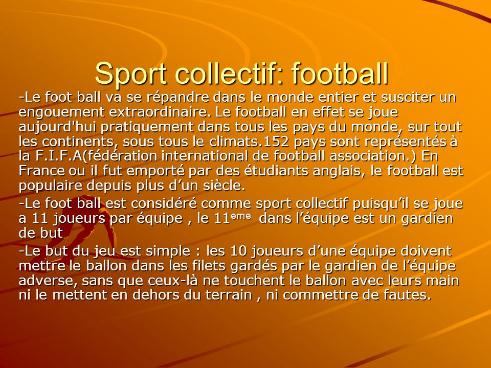 Sport collectif: football