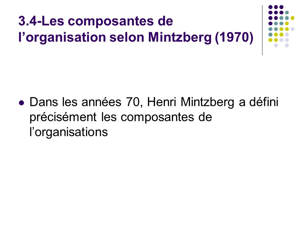 3.4-Les composantes de l’organisation selon Mintzberg (1970)