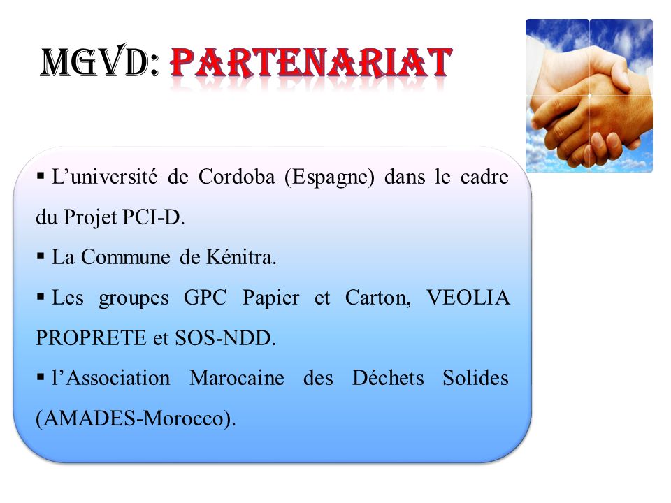 MGVD: Partenariat L’université de Cordoba (Espagne) dans le cadre du Projet PCI-D. La Commune de Kénitra.
