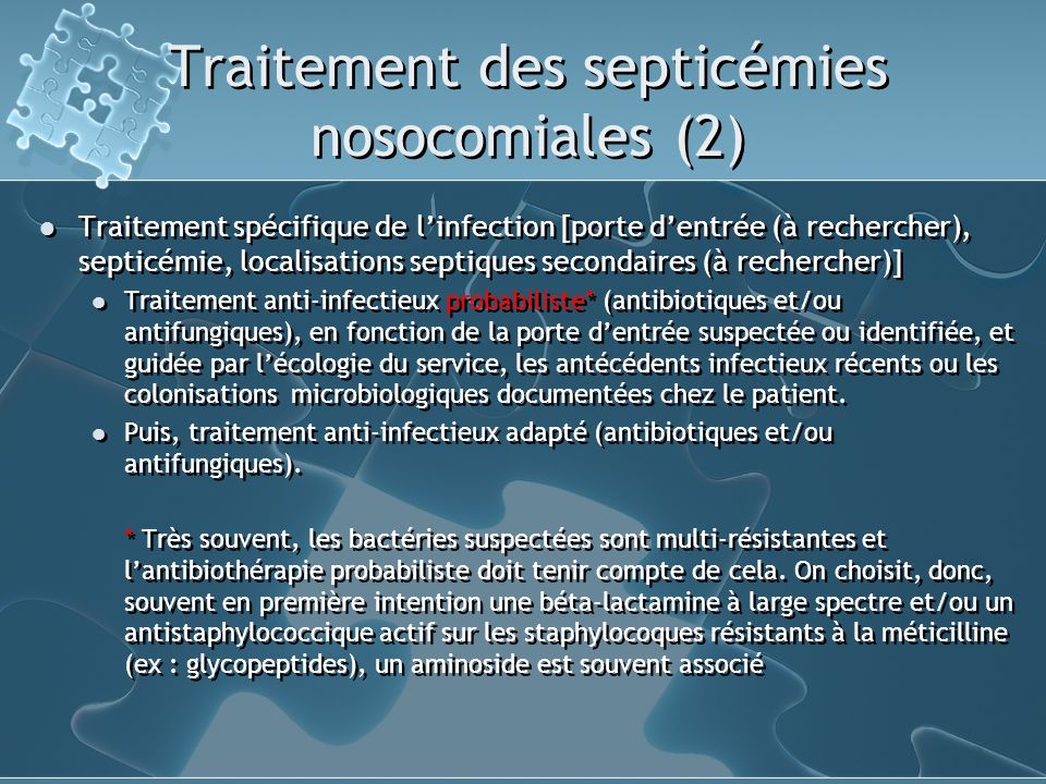 Traitement des septicémies nosocomiales (2)