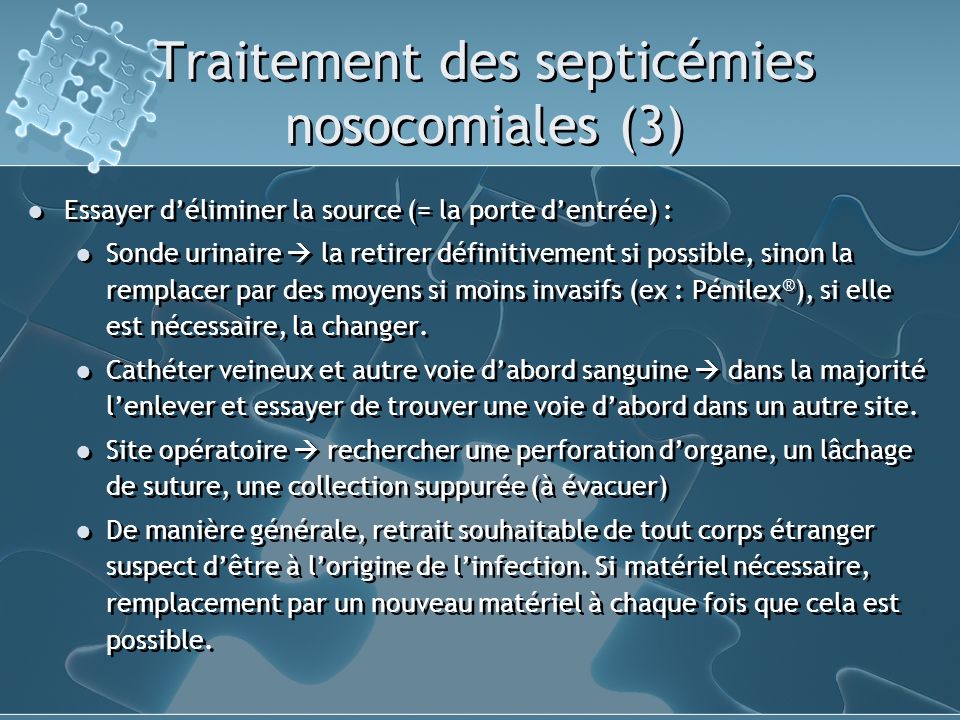 Traitement des septicémies nosocomiales (3)
