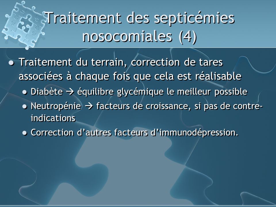 Traitement des septicémies nosocomiales (4)