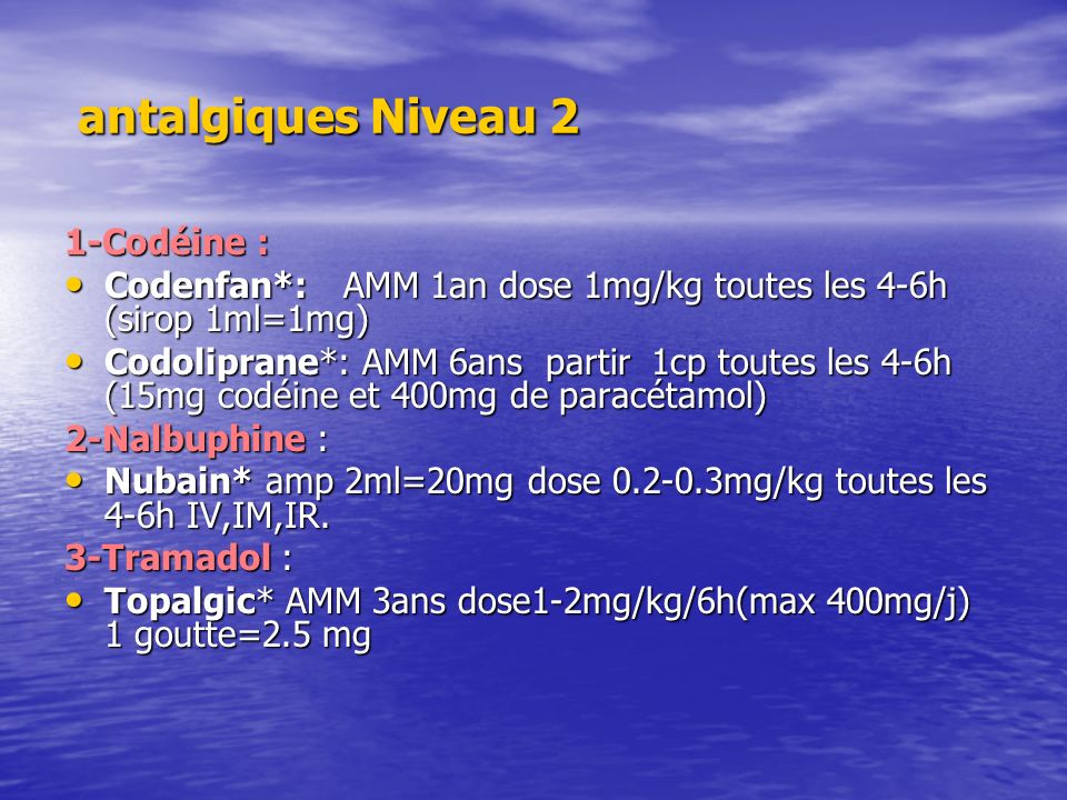 antalgiques Niveau 2 1-Codéine :