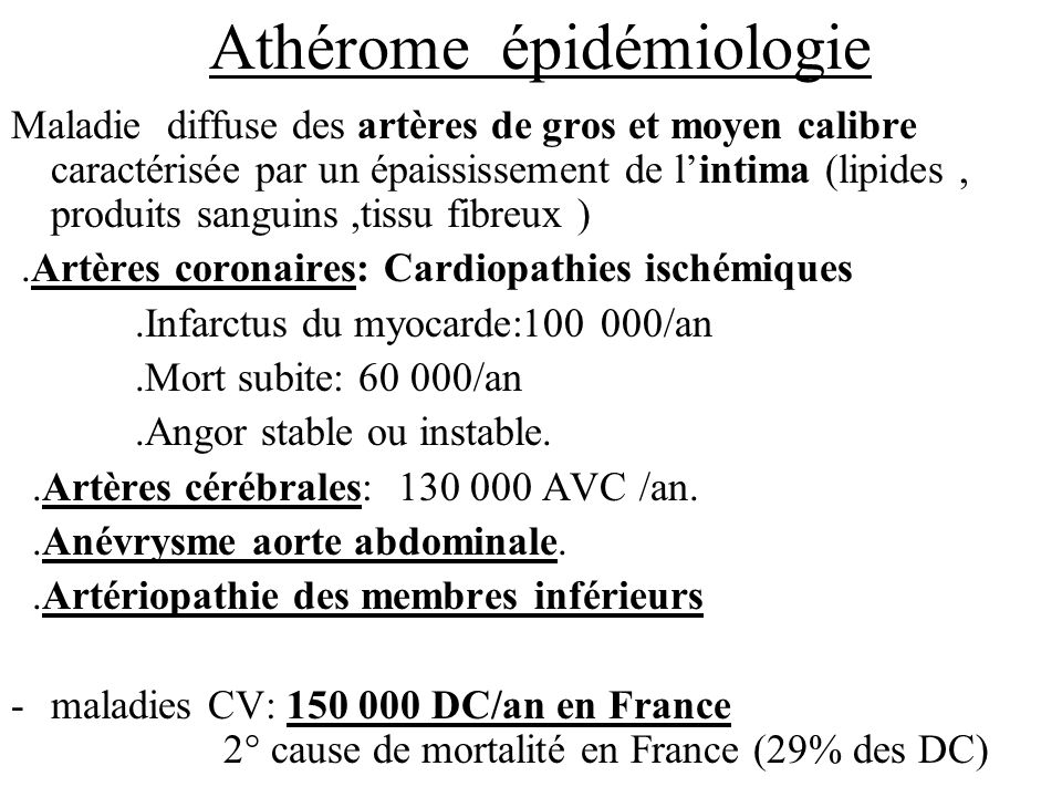 Athérome épidémiologie