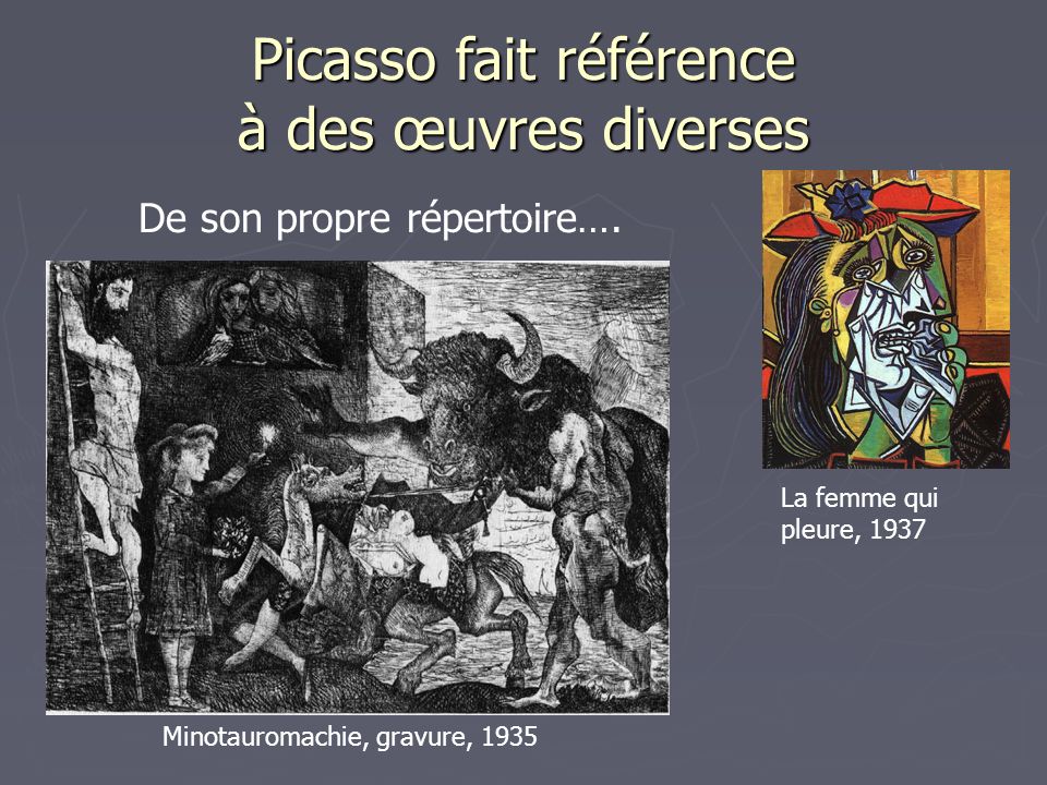 Picasso fait référence à des œuvres diverses