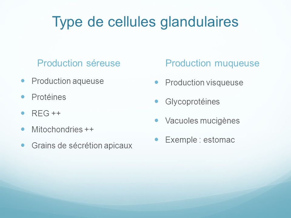 Type de cellules glandulaires