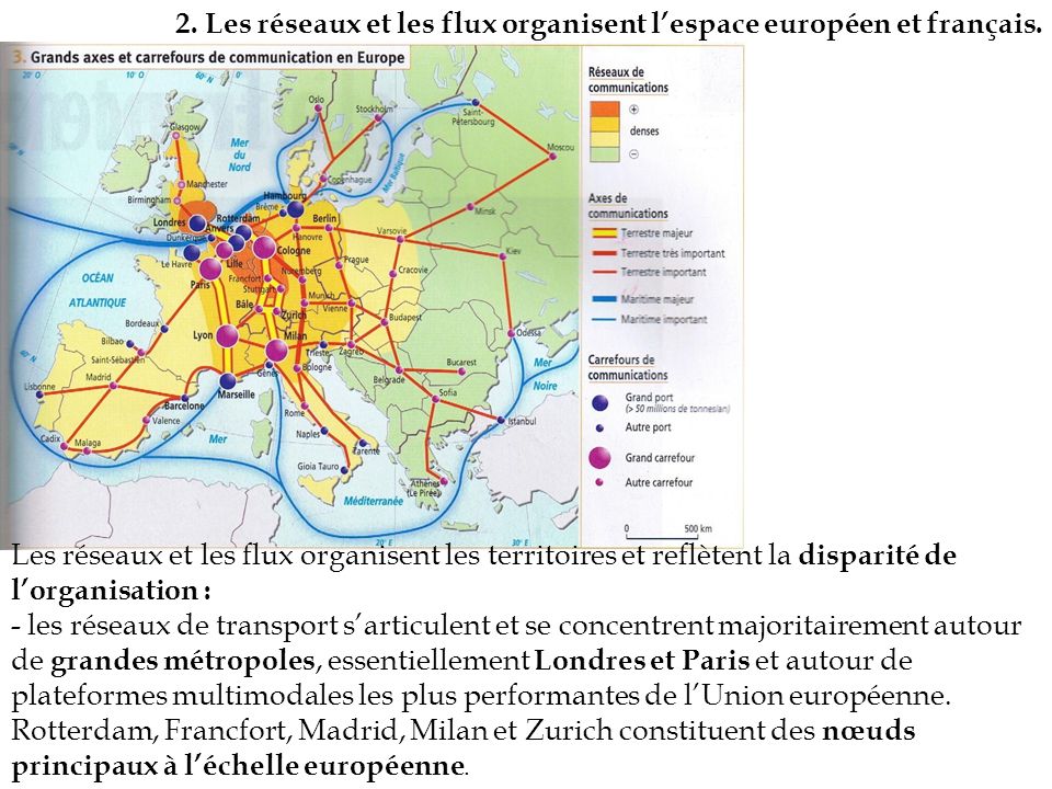 2. Les réseaux et les flux organisent l’espace européen et français.