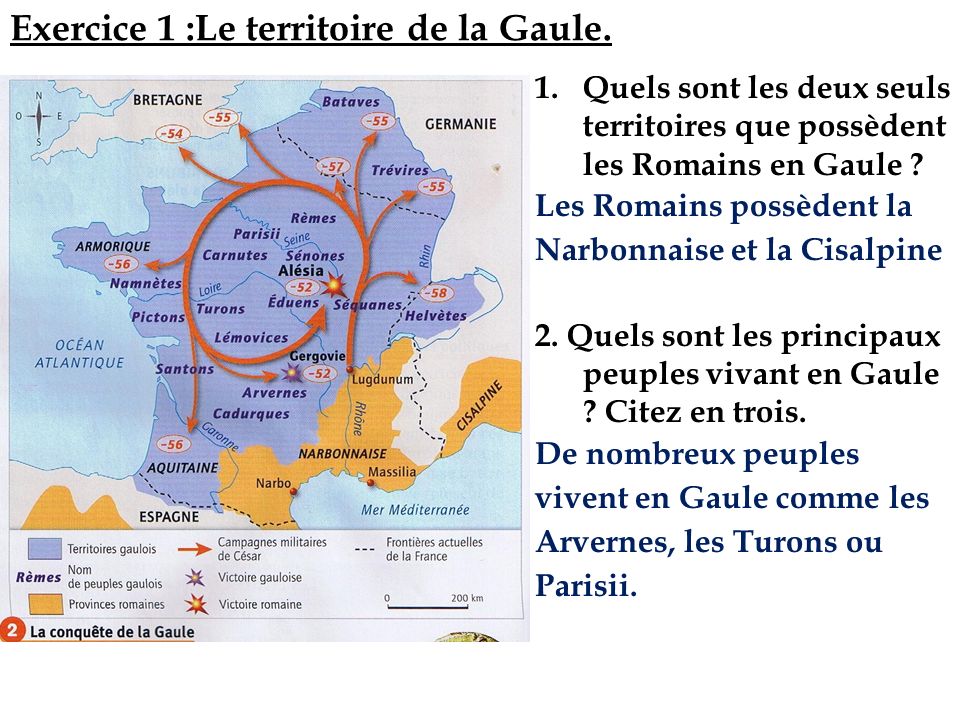 Exercice 1 :Le territoire de la Gaule.