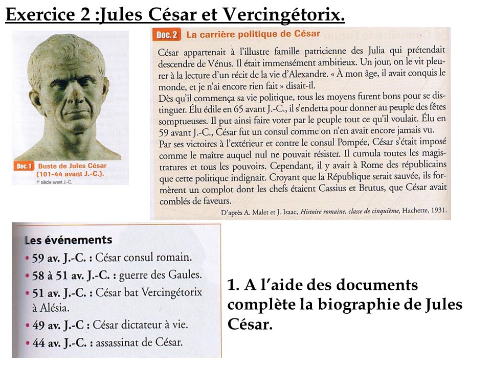 Exercice 2 :Jules César et Vercingétorix.
