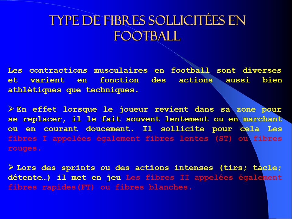 Type de fibres sollicitées en football