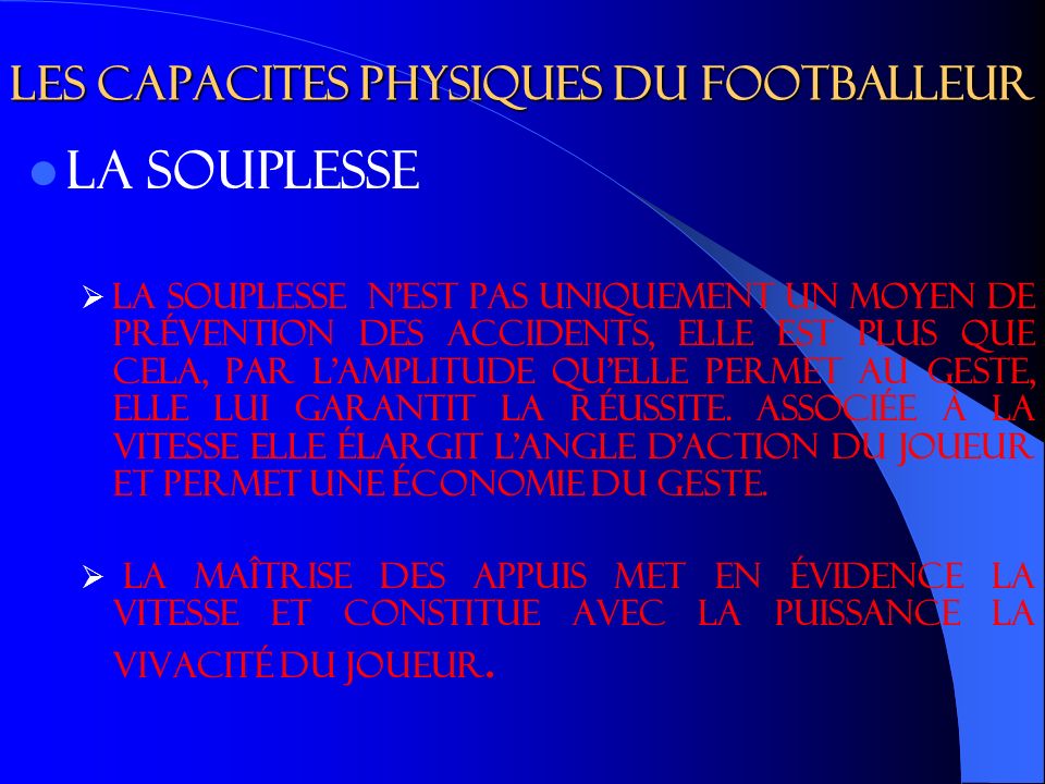 Les capacites physiques du footballeur