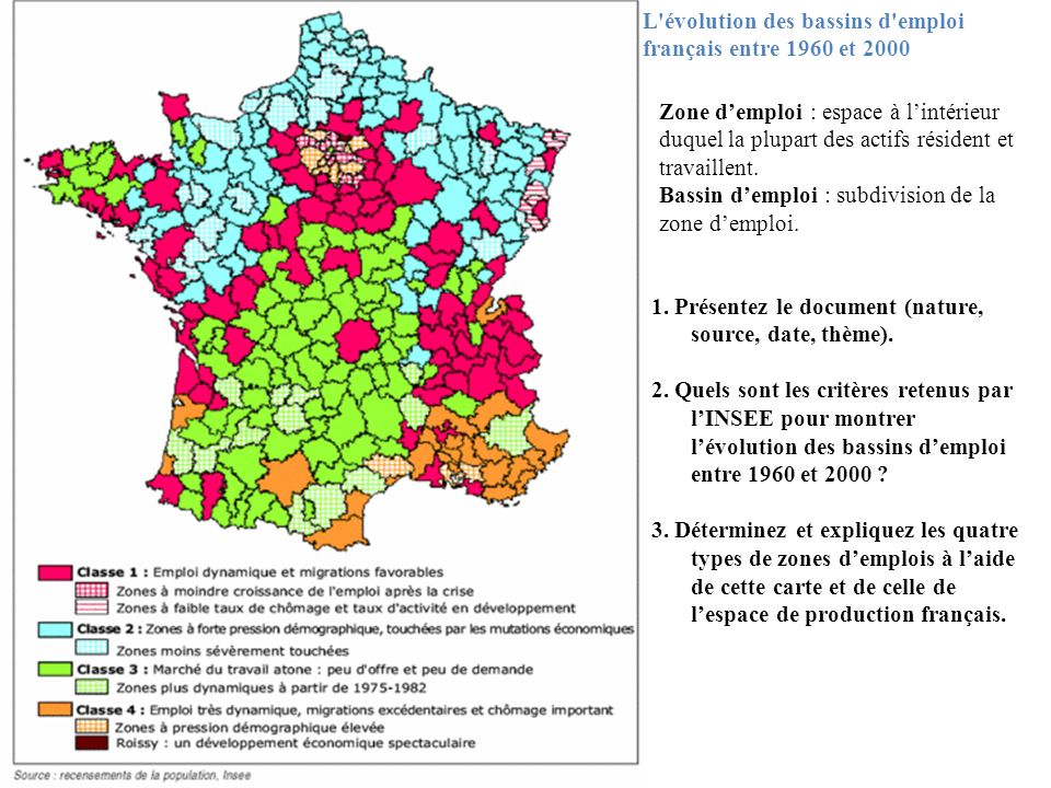 L évolution des bassins d emploi français entre 1960 et 2000